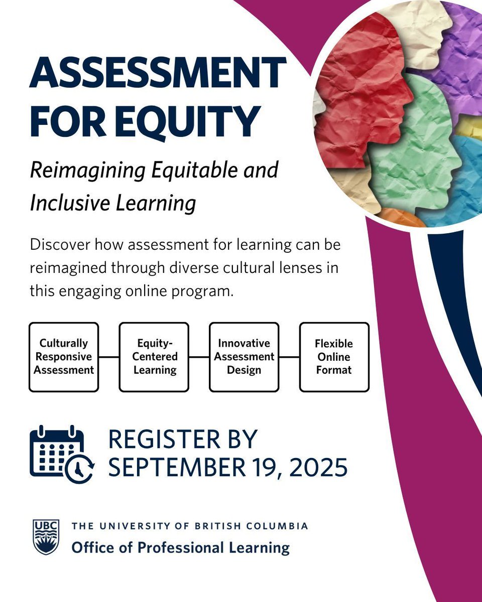 📣 Registrations close September 19! 

Assessments for learning have taken root worldwide, but how accessible are they for all learners? Join the Assessment for Equity program to discover more inclusive and effective assessment practices. Register now: buff.ly/1u9oCWR