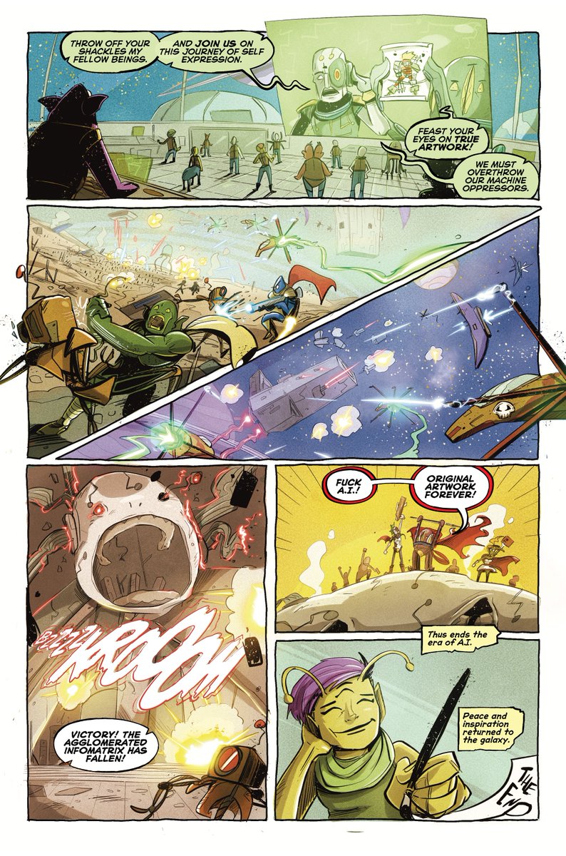 benogrady's tweet photo. Posting this 3 page comic I made recently with gorgeous artwork by Giuseppe Di Stefano. (https://t.co/8eHVihgmXn) Letters @RobJonesWrites See this comic and others at my site: https://t.co/N9U7W3fvAY #FreeComic #ComicArt https://t.co/9VsMbhGJqY