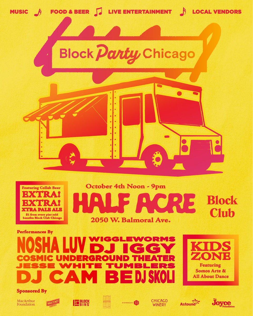 We're doing it again — mark your calendars! Join us for the 2nd annual <a href="/BlockClubCHI/">Block Club Chicago</a> Block Party

📅Saturday, Oct. 4
📍 Half Acre Beer Co.
🎶 Live DJs, entertainment, kids activities, local vendors, food + drinks
🤑 FREE

RSVP or get VIP tickets here: partywithblockclub.org