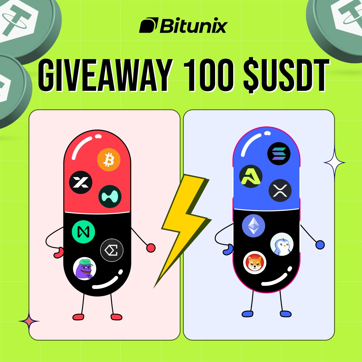 BitunixPT's tweet image. #GIVEAWAY 100 $USDT BÔNUS 🎁
EM QUAL INVESTIRIA?
🔵 $SOL, $ATH, $XRP, $ETH, $PENGU e $SHIB
🆚
🔴 $BTC, $MYX, $HYPE, $NEAR, $ENA e $PURPE
1️⃣ SEGUIR @BitunixPT
2️⃣ COMENTAR 🔵 OU 🔴 E TAG 3 AMIGOS
3️⃣ LIKE+RT
Vencedores anunciados na próxima semana 💰
#sorteio #Airdrops