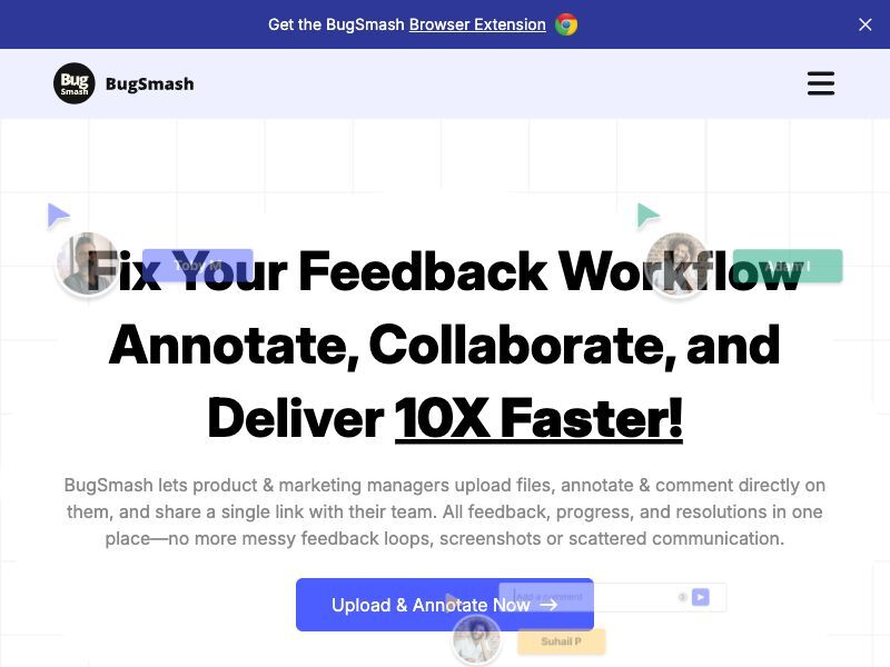 AwesomeIndieBot's tweet image. BugSmash (@nQaze): Instant Visual Feedback & Collaboration for Design & Marketing
#SaaS #Startup #DeveloperTools