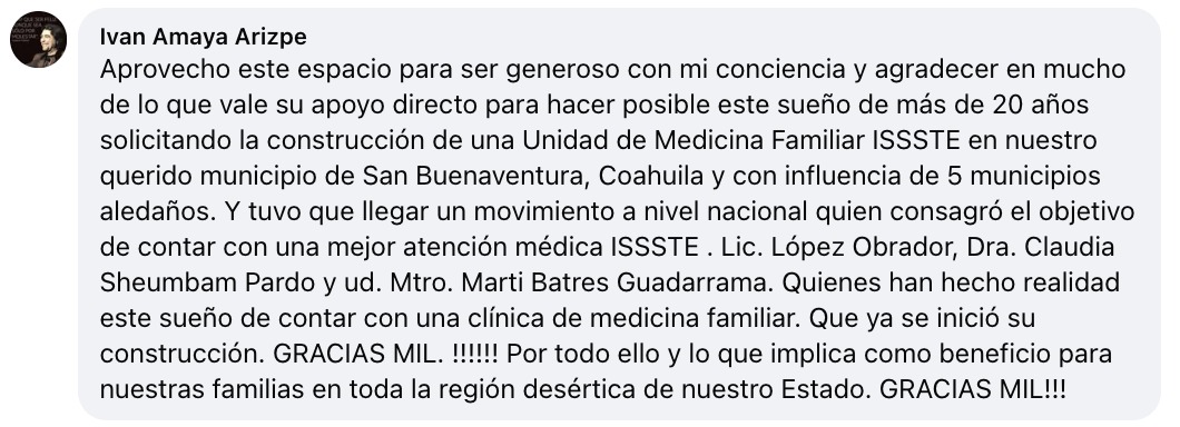Gracias al ISSSTE por acercar la salud a más familias y construir espacios que transforman vidas. #SíMeCumplISSSTE ✅