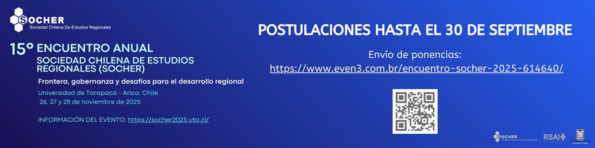 Socher_Chile's tweet image. ⏳ ¡No te quedes fuera del encuentro de cientistas regionales más importante de Chile #EncuentroSOCHER2025! Envía tu artículo completo o resumen extendido antes del 30 de septiembre: lnkd.in/ecnSkzKc