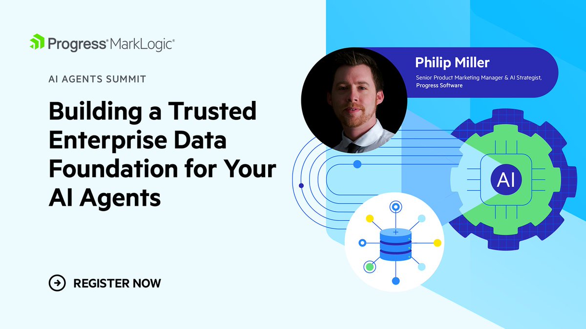MarkLogic's tweet image. Philip Miller from Progress Software shares how to build a trusted data foundation that your AI agents can actually rely at the AI Agents Summit!

🗓️ Don’t miss this session - aiasummit.ai

#AI #EnterpriseAI #DataStrategy #AIAgentsSummit #AIInfrastructure
