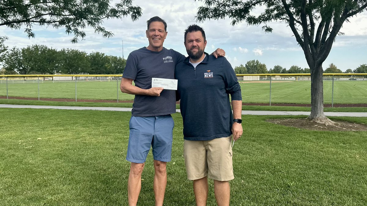 BJRains's tweet photo. Honored to present Tim Brady and @IdahoYouthSport a check for $5,000 from @BNNBroncoNation Golf Tournament proceeds.
In four years weโve surpassed $30,000 raised for underprivileged youth in our community. Thanks to all who have donated and supported this great cause. https://t.co/gyeaRoogsI