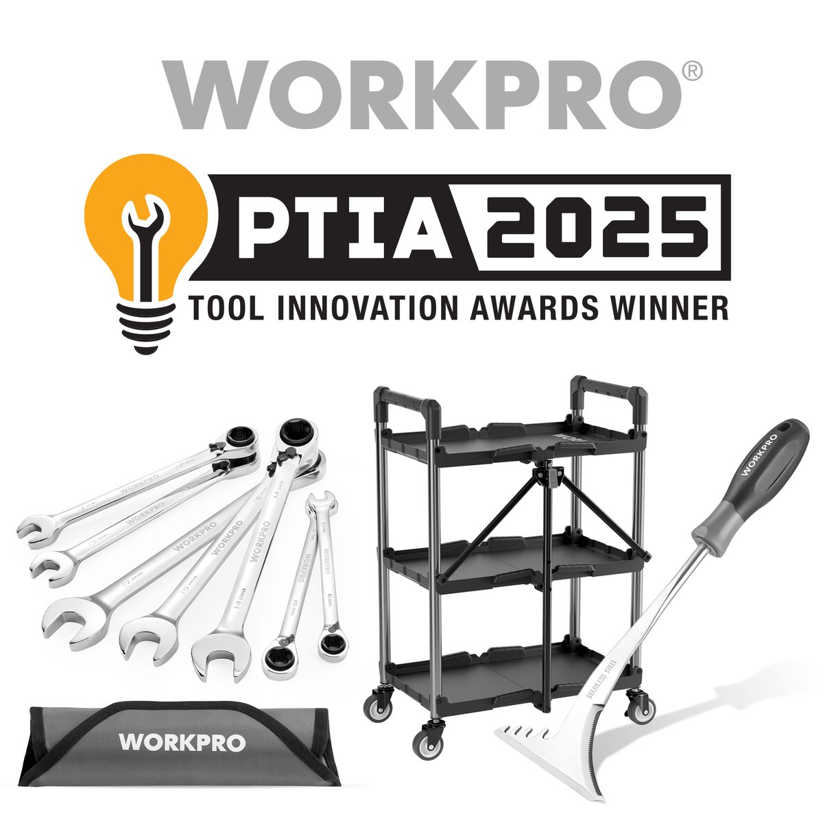 workpro_tools's tweet image. We are #PROUD to bring home THREE #PTIA Awards in 2025 from Pro Tool Innovation Awards!
#workprotools #protoolinnovationawards2025
#wrenches #toolcart #gardentools