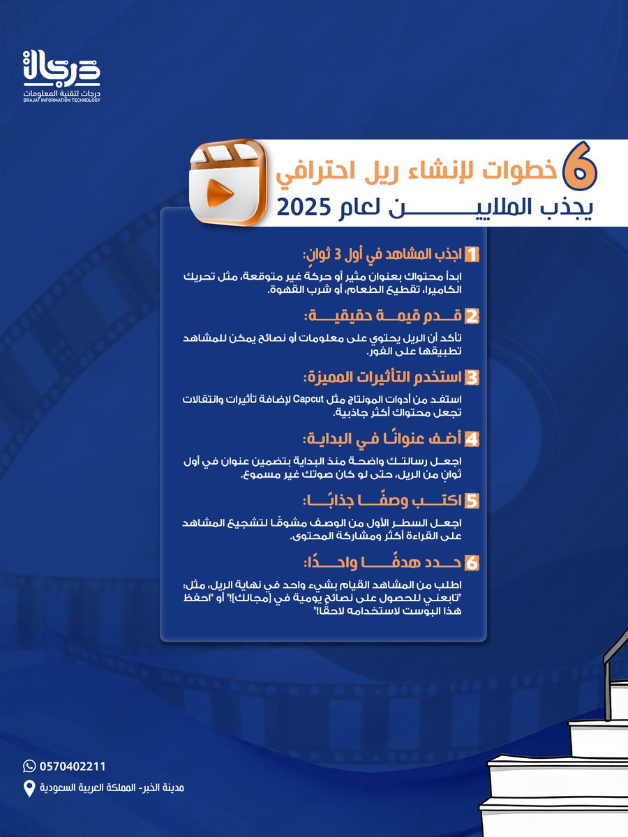 6 خطوات لإنشاء ريل احترافي 2025🎥
.

.
<a href="/Mkt_Art/">فن التسويق | MKT_ART</a>