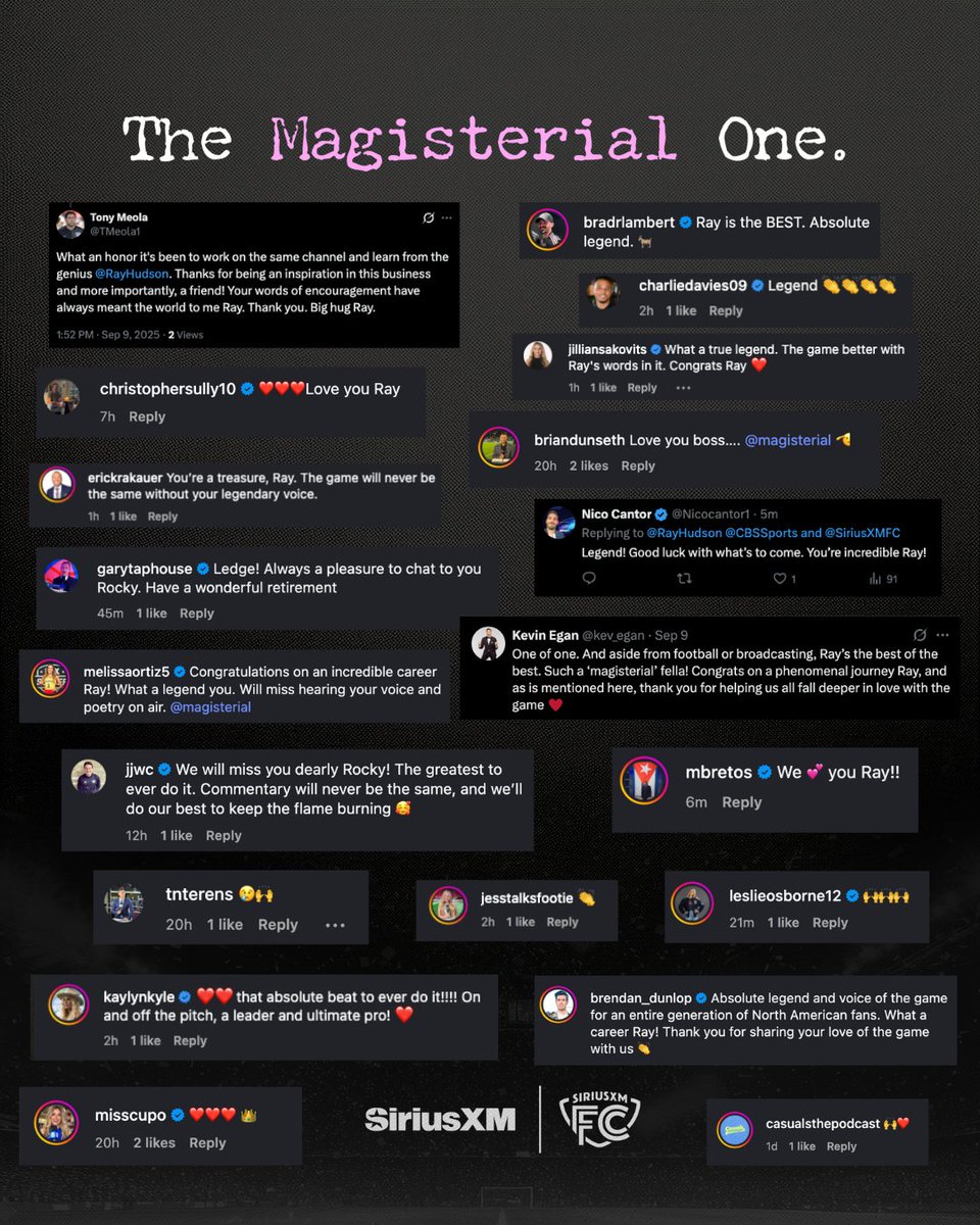 SiriusXMFC's tweet image. The outpouring of love for @RayHudson is immeasurable ❤️