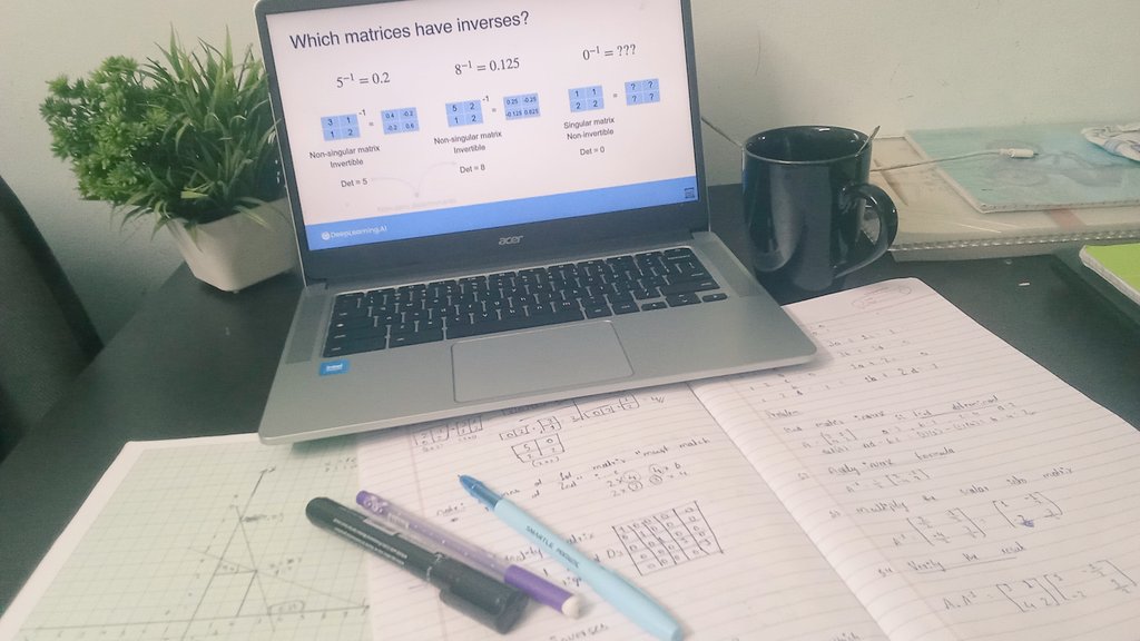 kingkishore1075's tweet image. Coffee, laptop, and a pile of matrices… the perfect trio for a long night 📚☕ #StudyMode #LinearAlgebra #MathGrind