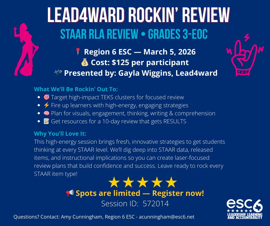 Upcoming Event: Lead4Ward Rockin' Review - escweb.net/tx_esc_06/cata…