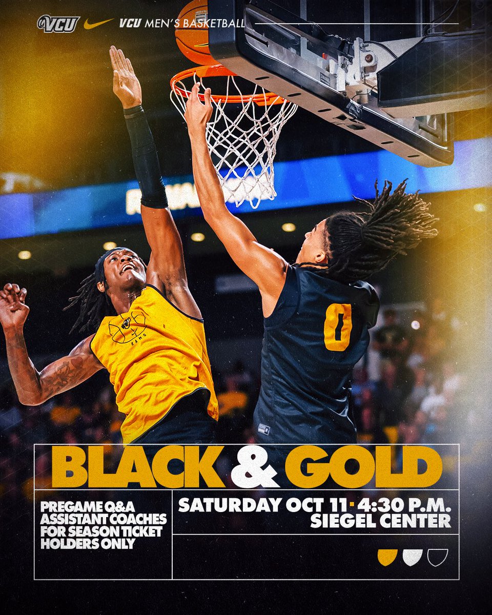 Join us Oct. 11 for the Black and Gold Game! 

Admission is FREE to the public! Doors open at 3:45.

See you at The Stu!

#LetsGoVCU