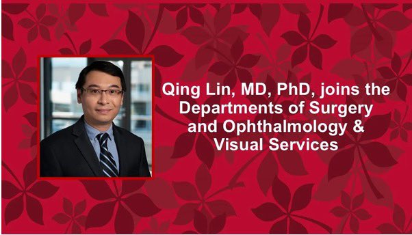Timothy M. Pawlik (@timpawlik) on Twitter photo Welcome new <a href="/OhioStateSurg/">Ohio State Wexner Medical Center Surgery Dept.</a> and <a href="/OhioStateEye/">Ohio State University Ophthalmology</a> faculty member Qing Lin, MD, PhD, will join Div of Cardiac Surg in the Department of Surgery & Ophthalmology Visual Sciences. Dr. Lin is an immunologist whose NHLBI funded research examines wound-healing mechanisms in 🫁, skin, and 👀 Welcome new <a href="/OhioStateSurg/">Ohio State Wexner Medical Center Surgery Dept.</a> and <a href="/OhioStateEye/">Ohio State University Ophthalmology</a> faculty member Qing Lin, MD, PhD, will join Div of Cardiac Surg in the Department of Surgery & Ophthalmology Visual Sciences. Dr. Lin is an immunologist whose NHLBI funded research examines wound-healing mechanisms in 🫁, skin, and 👀