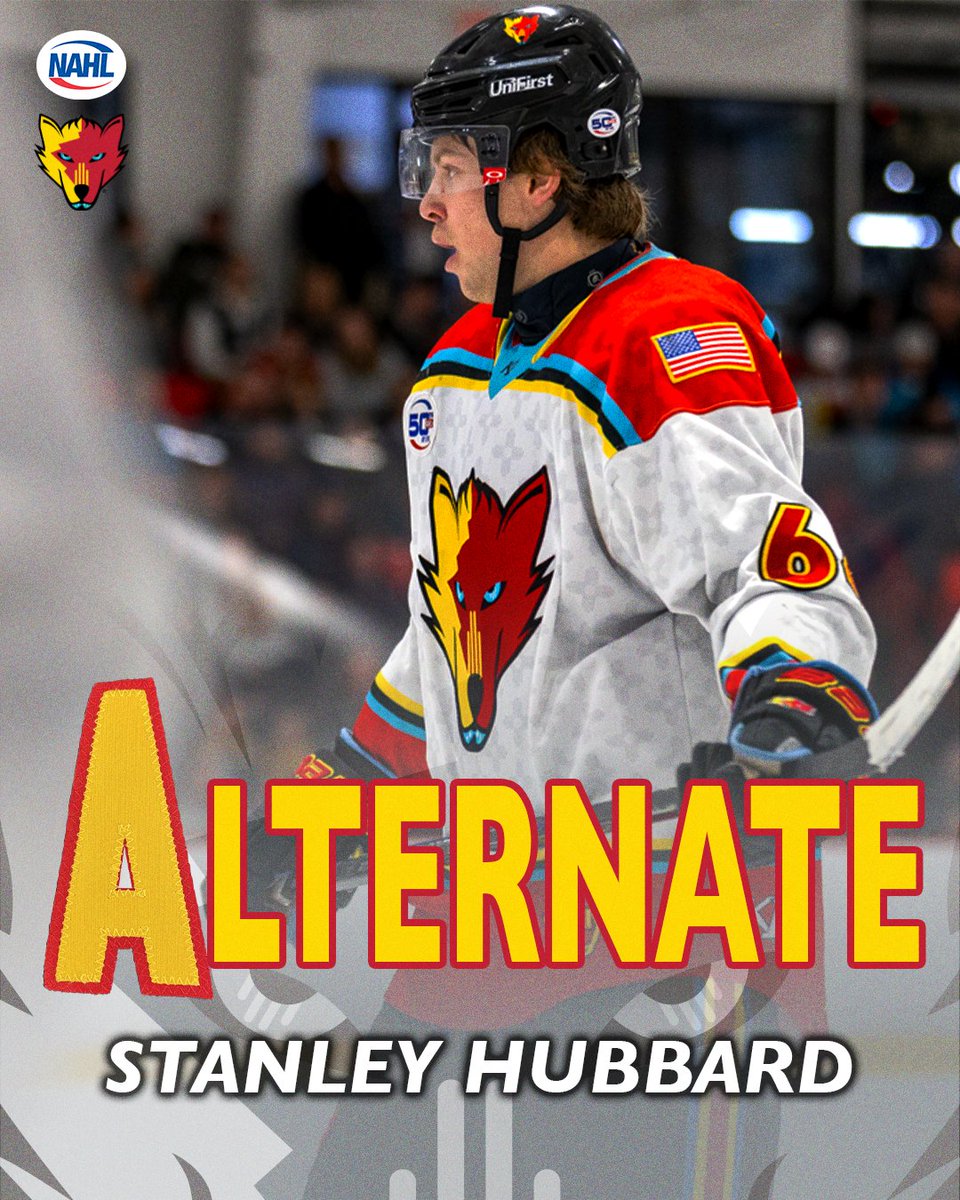 NMIceWolves's tweet image. Stanley Hubbard has been named alternate captain for the 2025-26 season! Stanley worked his way up the ladder of development playing two season with the NA3HL Ice Wolves, then drafted to the NAHL Ice Wolves in 2024. Congratulations!