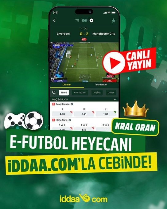 tontulsans's tweet photo. 🎮İddaa’da E-Futbol zamanı!

📲10 dakikalık karşılaşmalarla Kral Oran avantajı, hızlı bahis, hızlı sonuç ve CANLI YAYIN seçeneği iddaa'da seni bekliyor.

😉Bekleme, yeni maç başladı bile!

ÜYE OLMAK İÇİN 👉 https://t.co/MZGfYkwhsf https://t.co/NRpZdaJKam