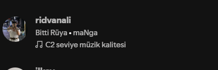 benim  yaptığım playlistler dinlenince güç zehirlenmesi yaşıyorum. (snrm bendn hoşlanıyo)