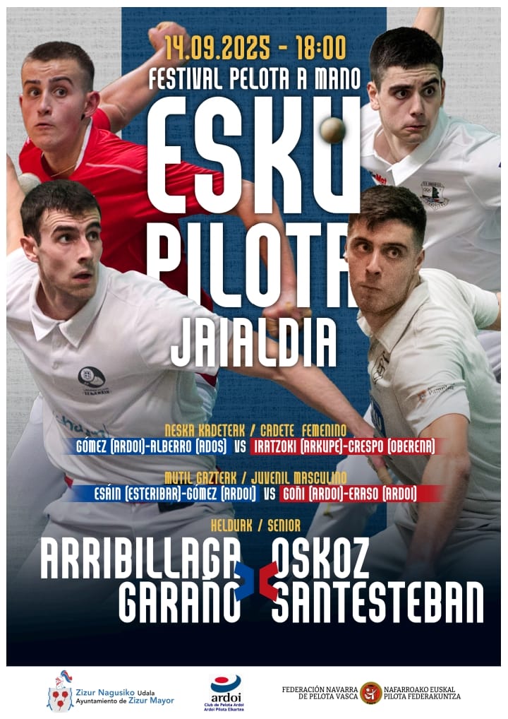 ¡Animate y ven al frontón!
Animatu eta azaldu frontoian!

#pelota #pelotamano #zizur #zizurmayor #zizurnagusia #eskupilota