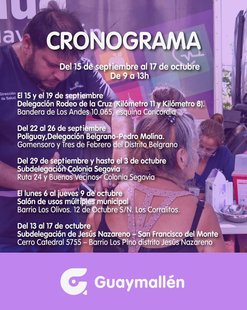 🚍 𝗠𝘂𝗻𝗶 𝗘𝘅𝗽𝗿𝗲́𝘀 llega a Guaymallén
Del 15/9 al 17/10 acercamos salud, ANSES, Registro Civil, programas sociales, empleo y más a tu barrio.

📲 Consultá el cronograma en guaymallen.gob.ar/llega-muni-exp…

👉 Más cerca, más soluciones.