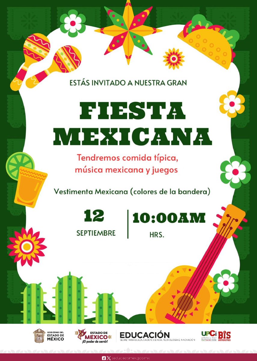 🇲🇽 #ComunidadPhoenix, los invitamos este 12 de septiembre a las 10 h, a la Fiesta Mexicana que organizan las y los alumnos de la Licenciatura en Negocios y Administración y de la Ingeniería en Biotecnología, en conmemoración de las fiestas patrias.💚🤍❤️

#WeAreUPCI #WeArePhoenix