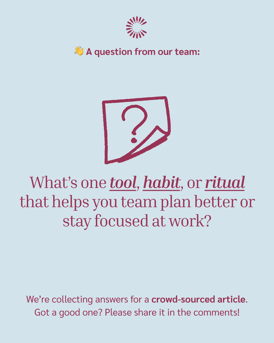 ClaretPlan's tweet image. 👋 Our team is collecting insights for a crowd-sourced article.

What’s one tool, habit, or ritual that helps your team plan better or stay focused at work?

Reply with yours—we’d love to include it!

#BevAlc #SupplyChainPlanning #ClaretSolutions #Teamwork