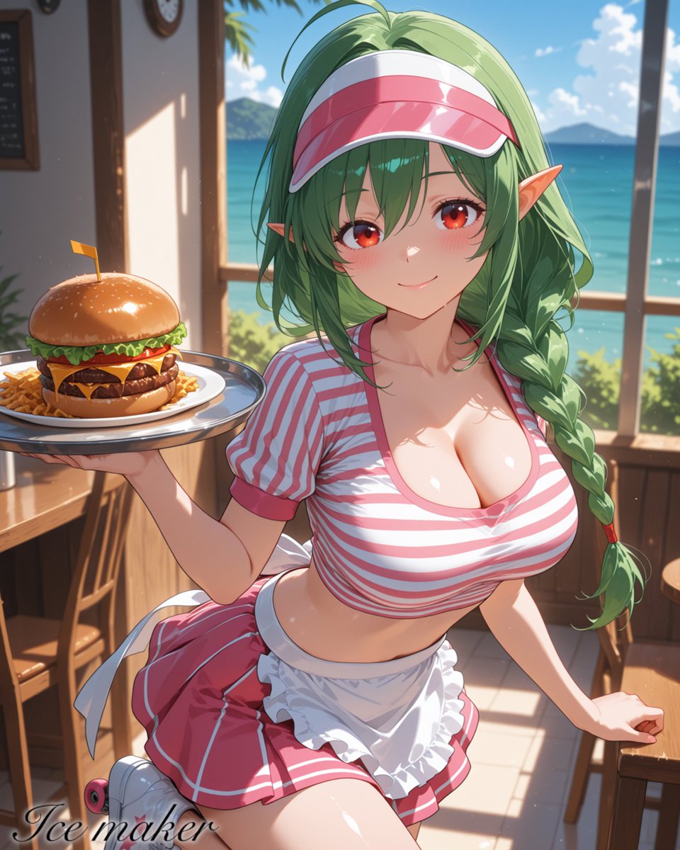 _ice_maker's tweet image. Ella Kaster helps a restaurant

#EllaKaster #icemakerOCs #animegirls #AIart