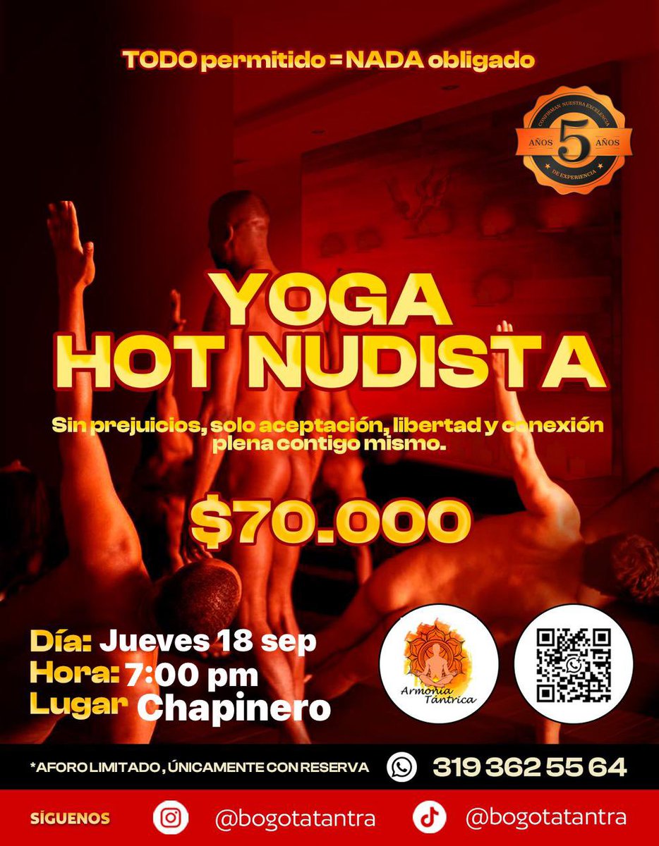 🔥YOGA HOT NUDISTA🔥
😈Todo permitido-✋🏻Nada obligado
📅Jueves 18 sept 
⏰7pm
📍Chapinero
💵$70 mil
📲Wth 3193625564
#yoga #gay #bogota #nudismo #onlyfans #onlyfanscreator #onlyfanspromo #onlyfanspromotion #onlyfansmodel  #onlyfansman
<a href="/OrgulloLGBT/">OrgulloLGBT® 🏳️‍🌈🏳️‍⚧️</a> <a href="/MrGattoso/">Mr Gattoso Leather 😈⛓️</a> <a href="/bogotaelitemen/">Bogotaelitemen</a>