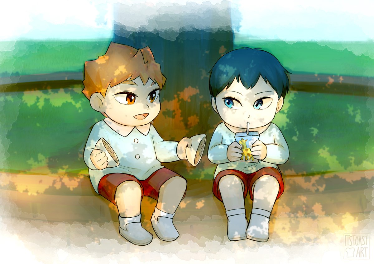day 5: food as a love language + childhood friends au 🥟 #KageHinaFest