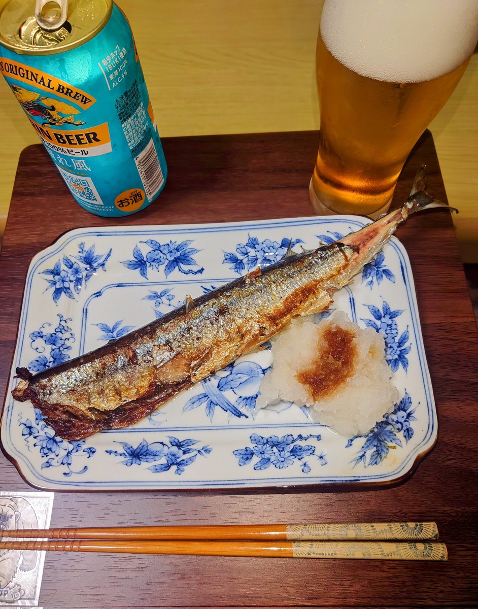 ペン画　焼き秋刀魚　Eguchi ペン画 焼き秋刀魚 Eguchi