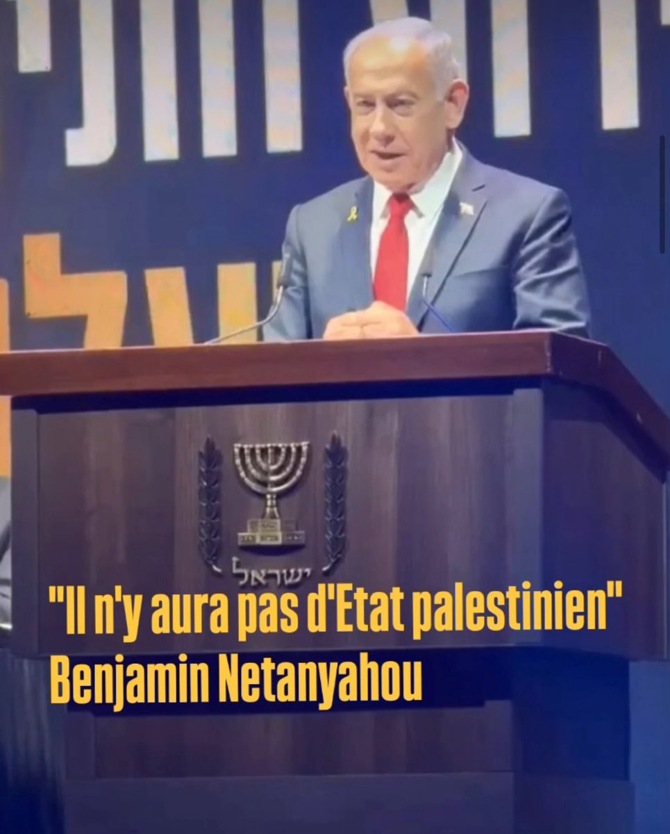 🔴🇮🇱 | ISRAËL > Netanyahou « Il n’y aura pas d’État palestinien » Depuis Ma’ale Adumim, le Premier ministre acte un tournant historique :

▪️ Refus clair et définitif de toute souveraineté palestinienne. 
▪️ Réaffirmation du droit juif sur toute la terre d’Israël : « Cet endroit