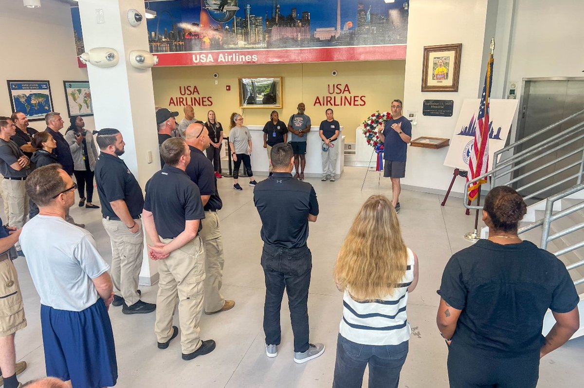 FLETC's tweet photo. On September 11, we remember the lives lost & the heroes who answered the call. Born from that day, @DHSgov & #FLETC carry forward the mission of protecting our nation. Today, we honored them with a moment of silence & the 9/11 Stair Climb Challenge. #NeverForget #WeAreDHS https://t.co/sZHkKKa2Z9