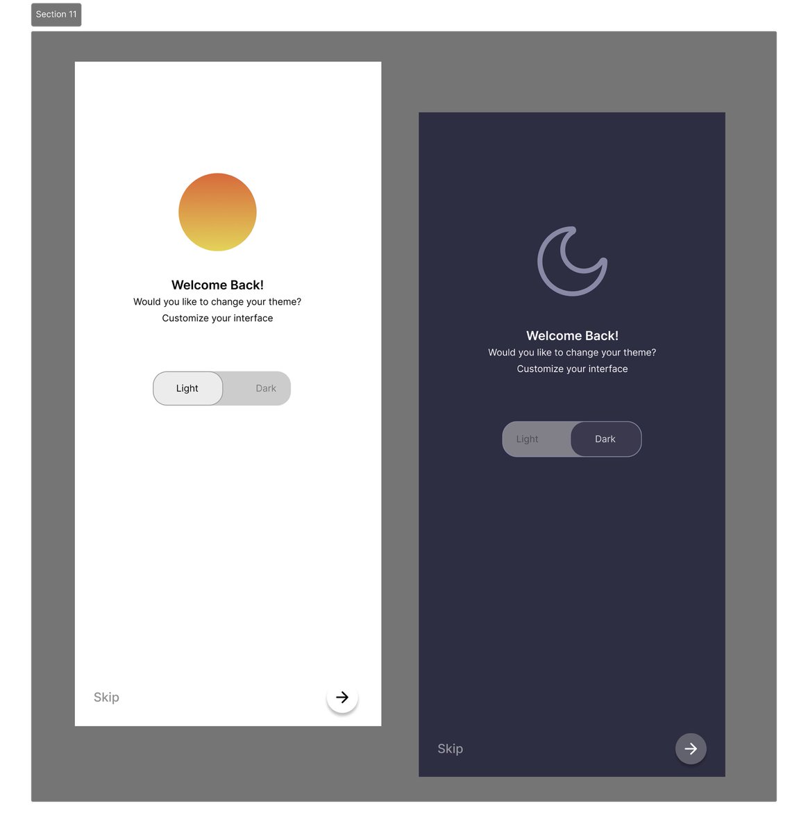 Thecolourpinky's tweet image. Day 15 of my #dailyuichallenge                  Light ↔ Dark Mode Switch 🌗
because sometimes the vibe is sunshine, and sometimes it’s midnight✨