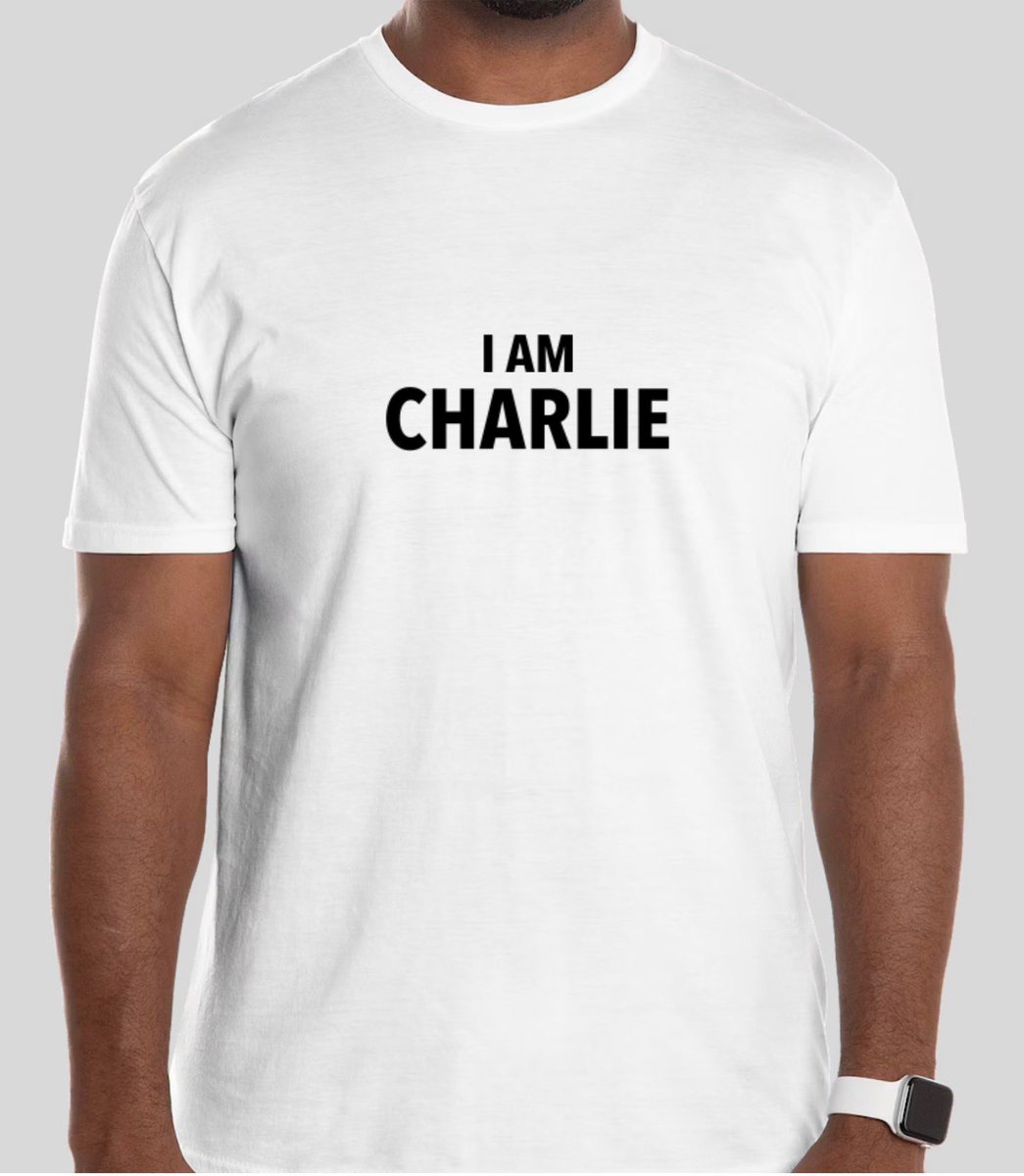 SPENCERPADDOCK's tweet photo. @MattWalshBlog @MattWalshBlog I want to make this shirt and set it up so the proceeds can go to Charlie’s family and/or his cause. Can you help me get to the right person. DM me. We are all Charlie now!! https://t.co/Q4uqBzjnIs