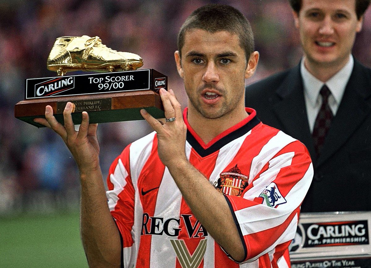 OfficialOTBNews's tweet image. 📊 1999/2000 

Phillips scored a remarkable 30 goals in 36 appearances in the Premier League for the Black Cats 🤯😲

This incredible goal tally earned him the Golden Boot as well as the European Golden Shoe 🔥 

#PremierLeague #KevinPhillips #SAFC #Sunderland #SunderlandAFC