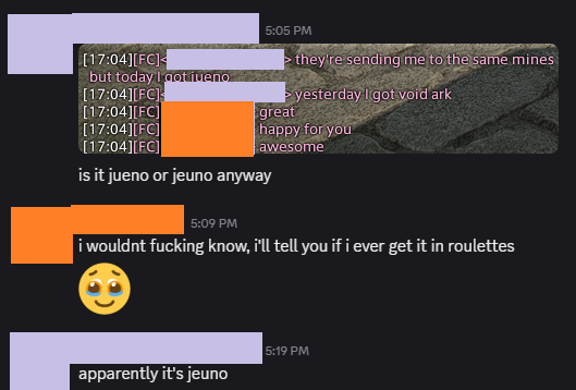 PixieParticle's tweet photo. This screenshot would probably be funnier with names. oh well 
#FinalFantasyXIV #ffxiv #jeuno #roulettes #aetherwell https://t.co/G6LqgL6CFG