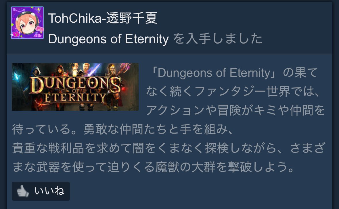 TohChika3's tweet image. 透野千夏は #DungeonsOfEternity をてにいれた✨