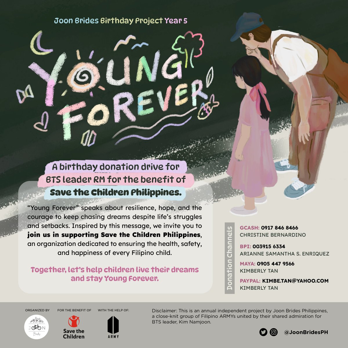 NAMJOON BIRTHDAY PROJECT 2025💜

Join #JoonBridesPH’s 5th birthday project for #RM &amp; help <a href="/SaveChildrenPH/">Save the Children Philippines</a> ensure every Filipino child can dream freely, live safely, and stay #YoungForever.

#RMDay2025 #ForAndWithChildren

Track your donation: forms.gle/gj565gZxgcTqBC…