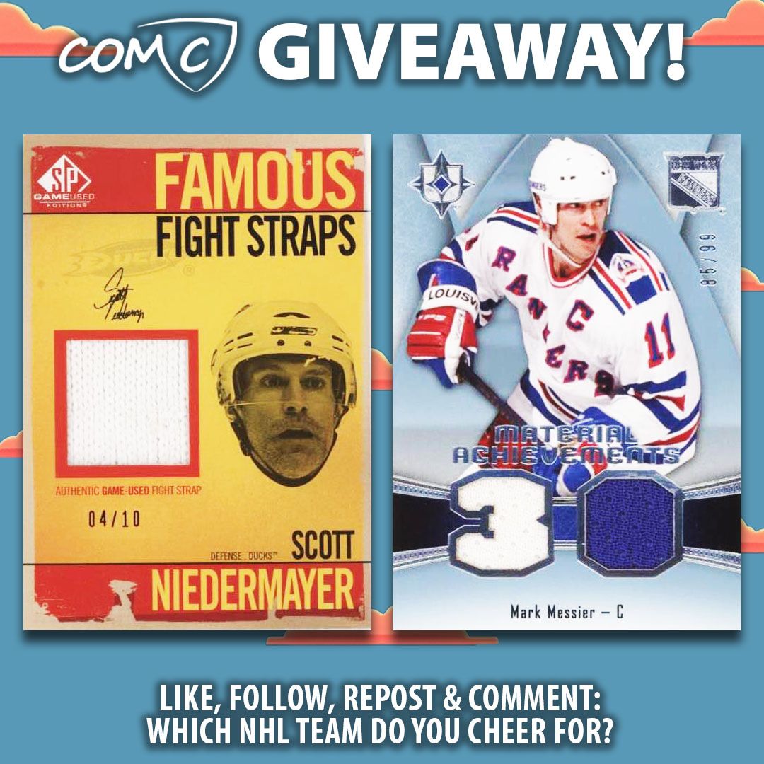 💥 COMC #NHL GIVEAWAY! 💥 Like, follow, repost, and COMMENT: Which <a href="/NHL/">NHL</a> team do you cheer for? 🏒  You could win one of these two prize cards! Winners will be chosen randomly and must have a COMC account.