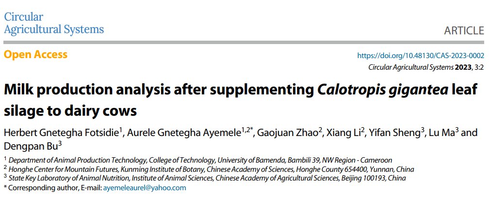 #CAS #DairyScience #AnimalNutrition
Study shows Calotropis gigantea silage offers a novel protein source for dairy cows. Slight gains in milk protein, fat &amp; lactose observed. Potential forage beyond its “weed” status.
<a href="/MaximumAcademic/">Maximum Academic</a>
Details: maxapress.com/article/doi/10…