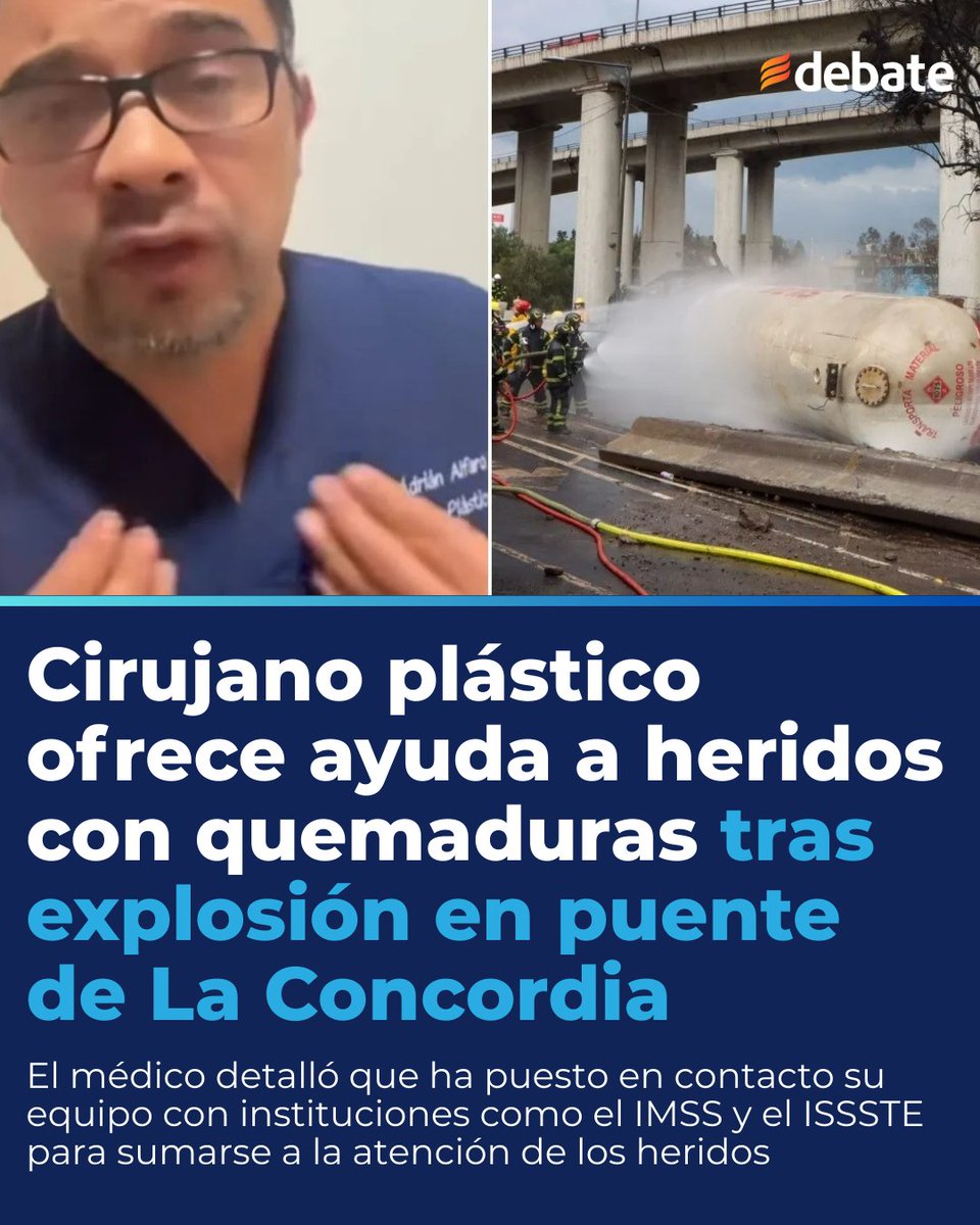 🙏 Solidaridad en medio de la tragedia 💔

Tras la volcadura y explosión de una pipa de gas en el Puente de la Concordia, Iztapalapa, que dejó 8 personas fallecidas y 94 lesionadas, un gesto conmovedor se volvió viral: el Dr. Adrián Alfaro, cirujano plástico con más de 20 años de