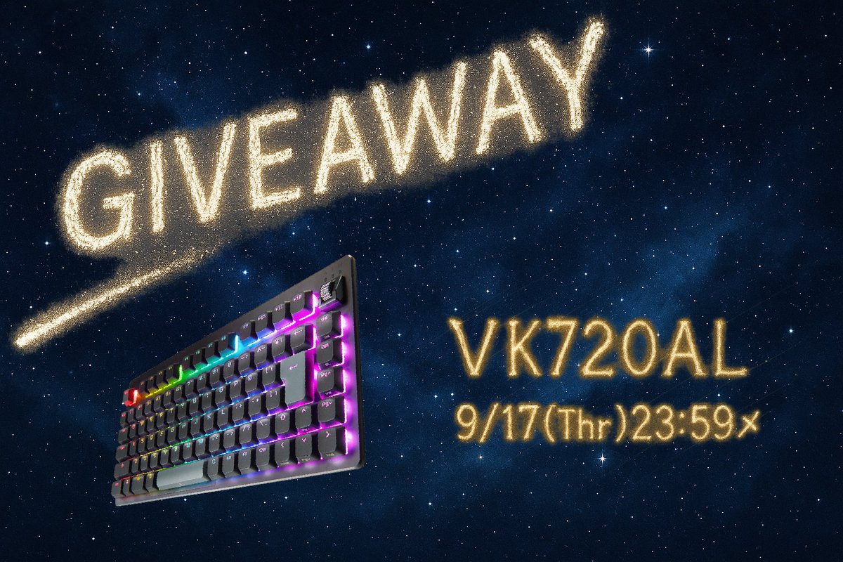 ELECOM GAMING(公式) (@elecomgaming_pr) on Twitter photo #VM800 発売記念🎉
新型マウスの相棒、ロープロラピトリキーボードVK720ALをプレゼント📦
参加方法
①<a href="/ELECOMGAMING_PR/">ELECOM GAMING(公式)</a>をフォロー
②この投稿をリポスト
これを機会にマウスとキーボードを揃えて、よりゲームを楽しもう!
9/17木曜日〆切です! #VM800 発売記念🎉
新型マウスの相棒、ロープロラピトリキーボードVK720ALをプレゼント📦
参加方法
①<a href="/ELECOMGAMING_PR/">ELECOM GAMING(公式)</a>をフォロー
②この投稿をリポスト
これを機会にマウスとキーボードを揃えて、よりゲームを楽しもう!
9/17木曜日〆切です!