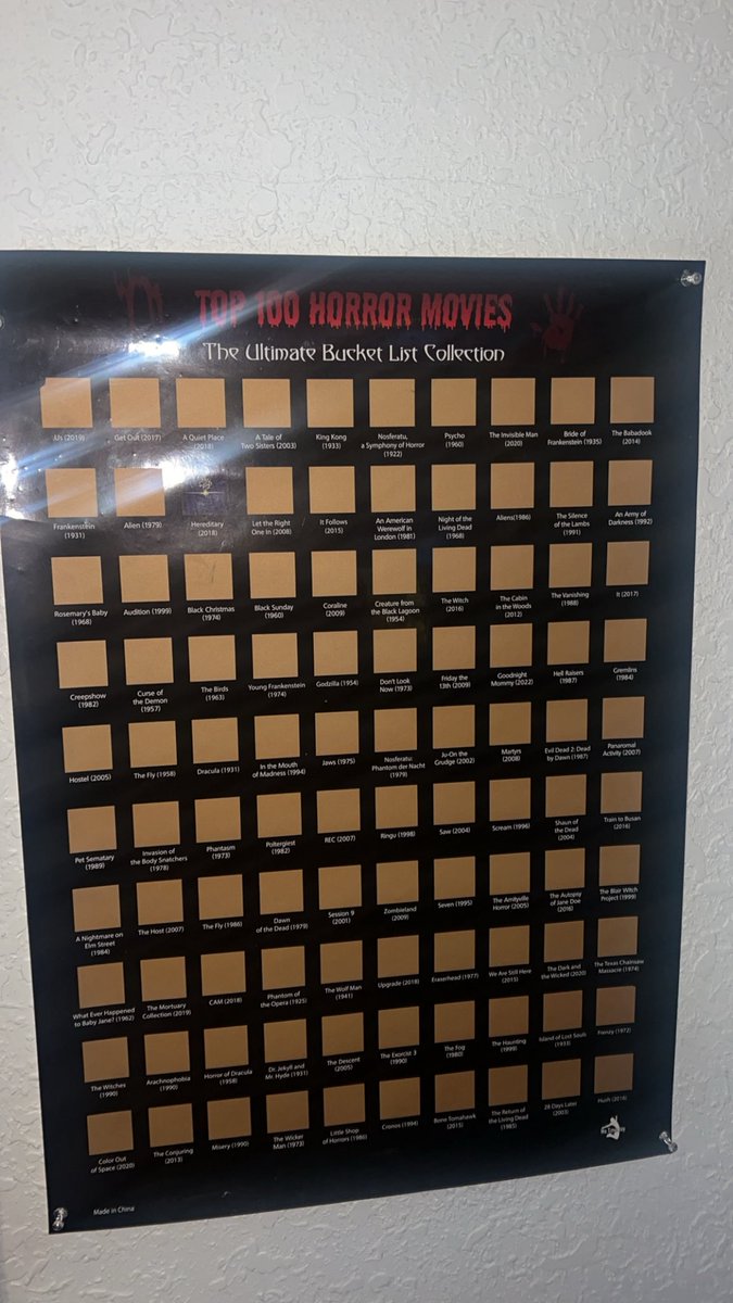 i got this for christmas and just now hung it up but i’m going to set a goal of watching all of these by halloween (i’ve seen several)