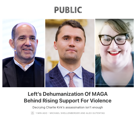 Charlie Kirk created the environment that killed him, say many on the Left. It's a grotesque lie. For 10+ years, Democrats dehumanized conservatives to the point that half the Left says Trump's murder can be justified. Little wonder their condolences are falling on deaf ears