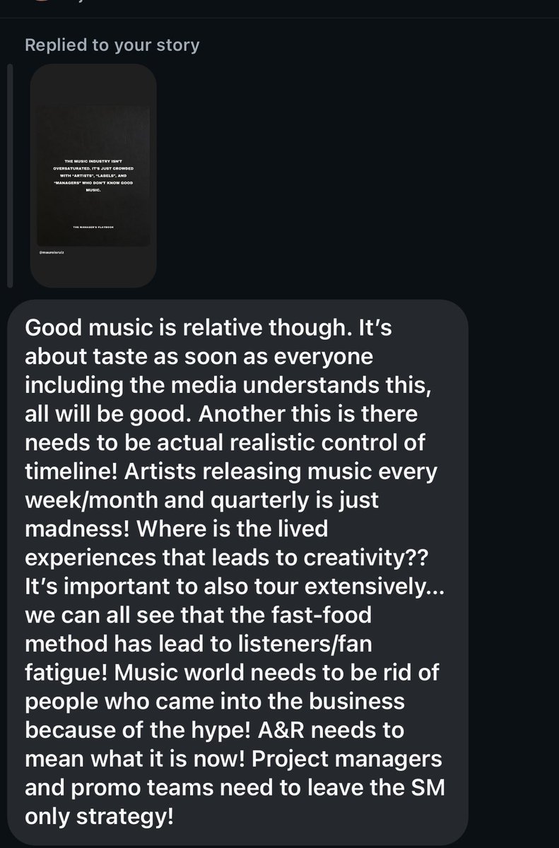 Post on my IG and I got this reply