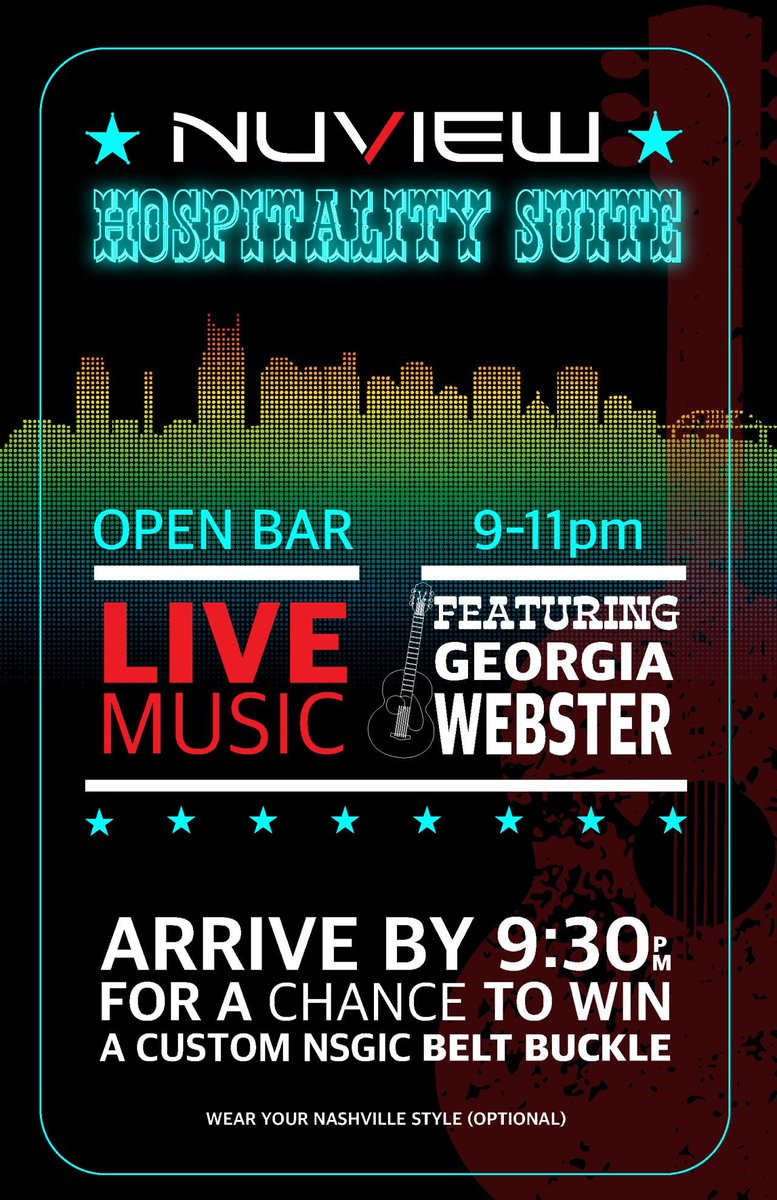 NUVIEWspace's tweet image. Saddle up, #NSGIC! #NUVIEW is bringing the heart of #MusicCity to the Annual #Conference on Monday night! Dust off your boots, throw on your Nashville style, and let’s raise a glass to good music, great company, and southern #hospitality. 

#NSGIC2025  #Nashville #BootsAndBuckles…
