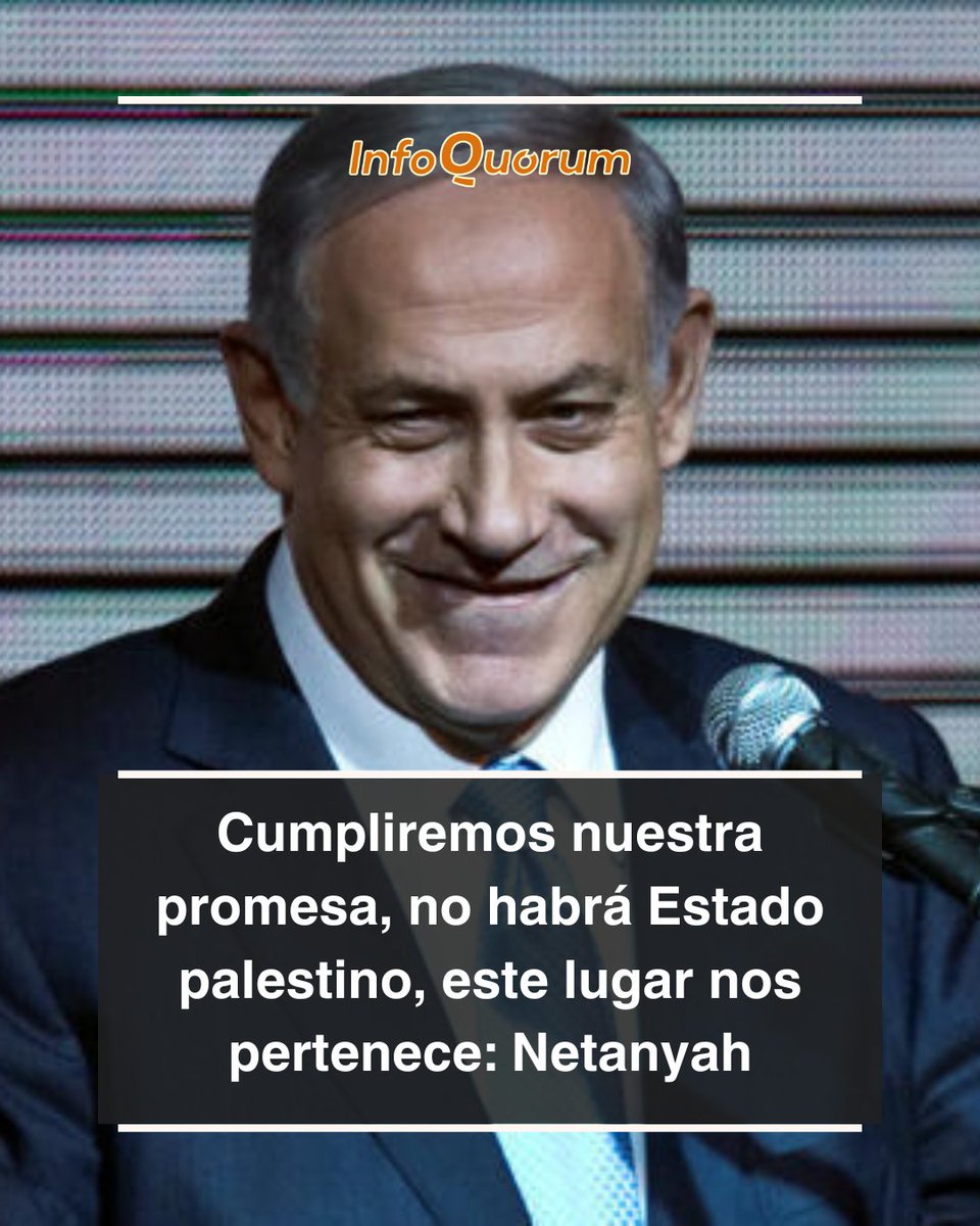 quorum_mx's tweet image. 📣🚨😡Este #día, el primer #ministro del #estado #ilegítimo y #genocida de #Israel, Benjamín #Netanyahu, declaró desde el #asentamiento israelí en #Cisjordania, que será total su #colonización en #Palestina. 

"Cumpliremos nuestra promesa: no habrá Estado palestino, este lugar