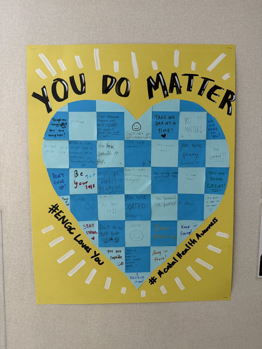 ✨ My advisory students shared uplifting notes for anyone in our school to read as part of Mental Health &amp; Suicide Prevention Awareness. A small message can make a big difference. 💙 #YouMatter #MentalHealthAwareness <a href="/ElsikNGCRams/">Elsik Ninth Grade Center</a>