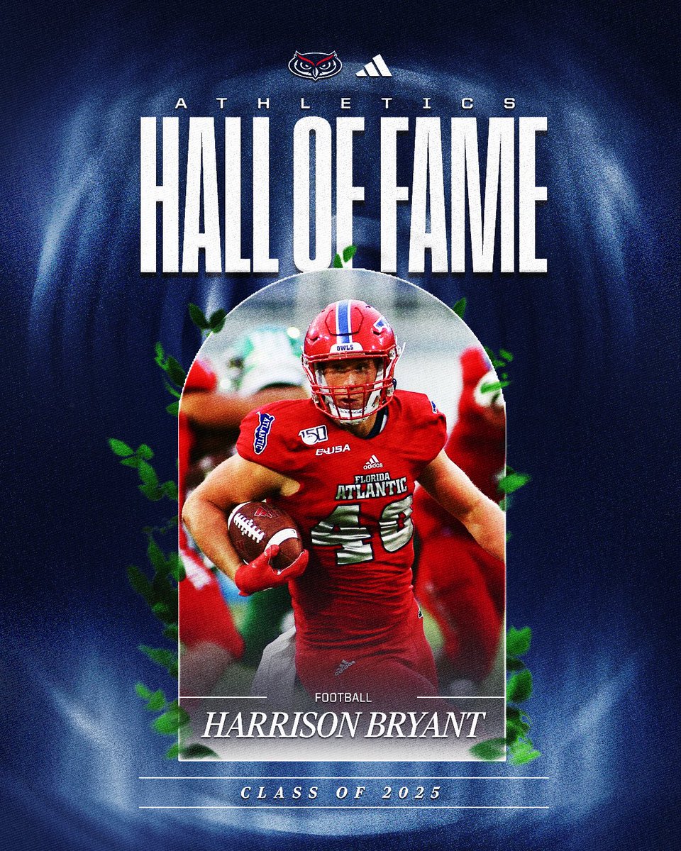 Congratulations to Harrison Bryant on being inducted into the Florida Atlantic Athletics Hall of Fame Class of 2025!

📰 fausports.com/news/2025/9/11…

#WIP🏝️