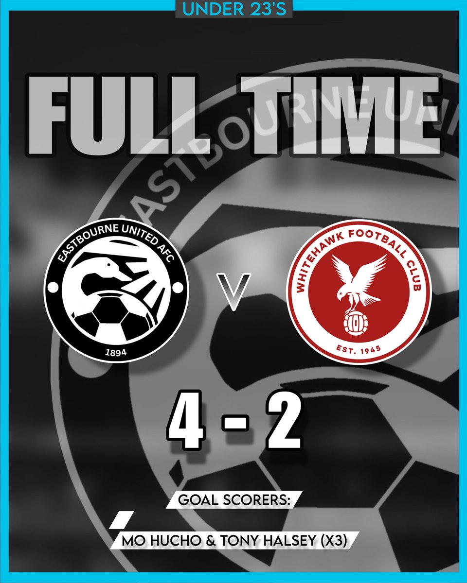 FULL TIME – U23’s ⚫️⚪️

EUAFC U23’s 4–2 Whitehawk U23’s

⚽ Goals:
Mo Hucho
Tony Halsey (x3)

#EUAFC #Eastbourne <a href="/thesnlf/">TheSNLF</a>