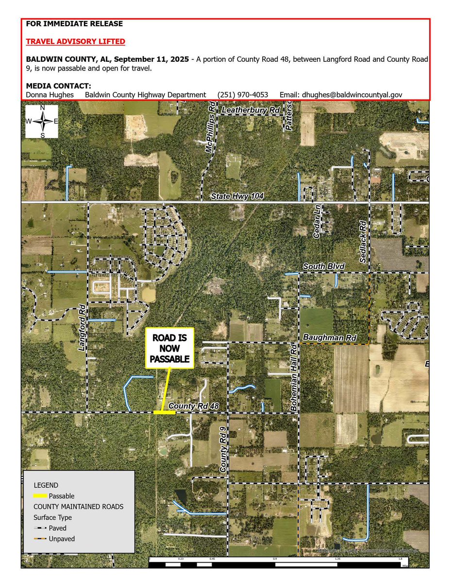 CR 48 BETWEEN LANGFORD RD AND CR 9
TRAVEL ADVISORY LIFTED

A portion of County Road 48, between Langford Road and County Road 9, is now passable and open for travel.