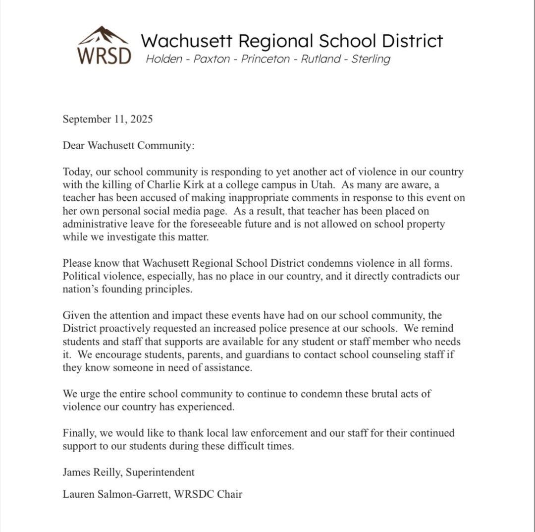 BREAKING: Teacher has been placed on leave