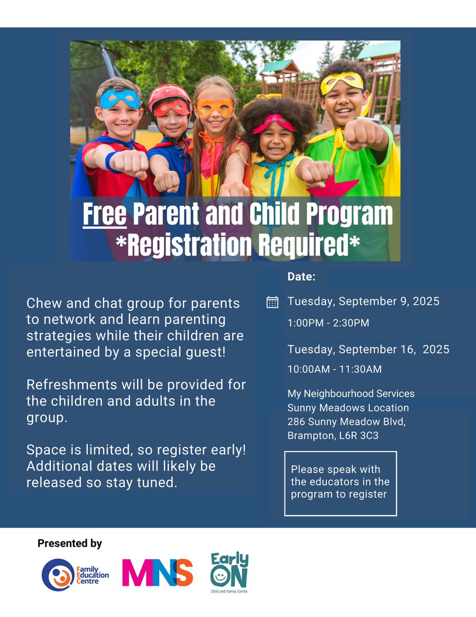 Join us for the next Chew and Chat program happening at our Sunny Meadows EarlyON on Tuesday, September, 16 from 10:00AM - 11:30AM.
We hope to see you there!